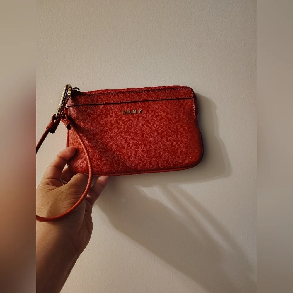 DKNY Vibrant Red Wristlet Clutch